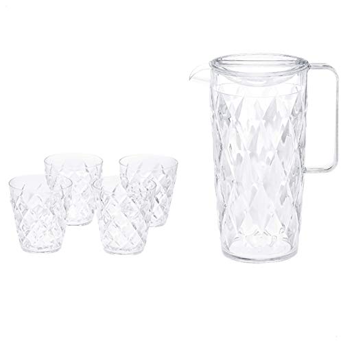AmazonCommercial - Jarra de 1,6 L y 4 vasos de 250 ml