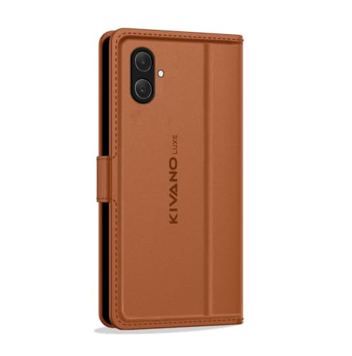 Image of KIVANO LUXE Compatible for Samsung A07 5G / Samsung F70E 5G / Samsung M17E 5G Artisanal Leather Wallet Case with Card Holder for Men Women, Magnetic Flip Folio Cover with Stand RFID Blocking Cell