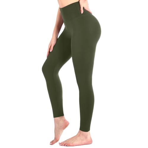 Sanpetix - Leggings de cintura alta para mujer, pantalones elásticos para mujer, gimnasio, verde, S-M