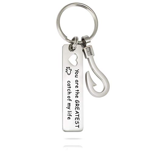 NIANXIN Fishing Keychain You are My Greatest Catch of My Life Fishing Lure Gift for Dad Granpa Husband Love Gift for Him (Fish Keychain)