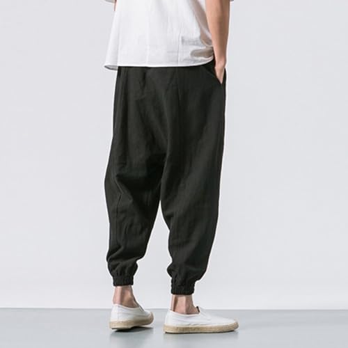 Harem Pants Men Baggy Joggers for Men Elastic Waist Drawstring Casual Cargo Pants Drop Crotch Wide Leg Sweatpants3