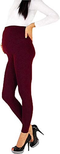 Legging de grossesse pour femme enceinte pantalon long élastique à taille haute Leggings de maternité décontracté - Rouge - XL Cover