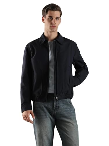 Image of Solid relaxed fit polyester jacket