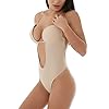 Defitshape-Womens-Backless-Bodysuits-U-Plunge-Seamless-Thong-Full-Bodysuits Defitshape Women's Backless Bodysuits U Built-in Bra Shapewear Low Back Thong Bridal Wedding Undergarments Open Crotch Khaki 34 fit 34C/34D/36A/36B