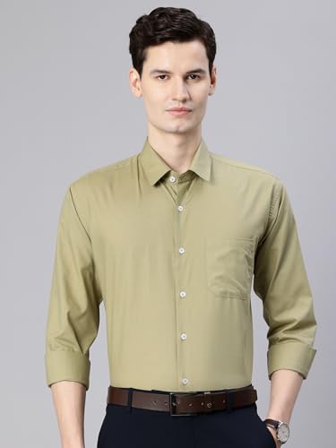 Image of Majestic Man Men's Solid Cotton Blend Wrinkle-Resistant Slim Fit Easy-Iron Formal & Office Wear