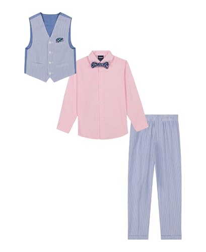 Image of IZOD Boys' 4-piece Formal Dress Up Suit Set, Vest, Pants, Collared Shirt, and Tie