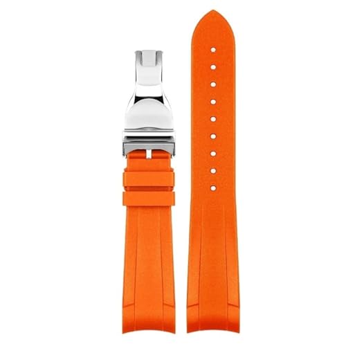 Bracelet montre caoutchouc pour Tudor Black Bay GMT noir et orange 22mm