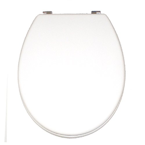 Allibert 1680111 - Asiento del inodoro con bisagras de acero inoxidable Blanca Boliva Cover