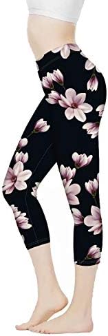 AFPANQZ Lovely Flowers High Waist Leggings for Women Athletic Pants Tummy Control Butt Lift Activewear Workout Yoga Stretch Capri Plus Size Legging Womens 3XL Black Pink