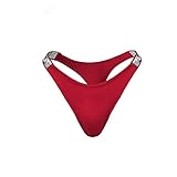 Love Salve Rhinestones Shine Strap Brazilian Panty - Cotton Thong Panties with G String Lingerie for Women Red