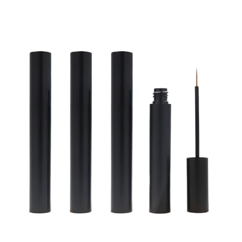 4 tubos delineadores de ojos de aluminio negro mate de 5 ml, rellenables, vacíos, para crecimiento de pestañas, frascos de líquidos, delineador de ojos, tubo con cepillo para el crecimiento de