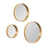 Kate and Laurel Travis Modern Round Wall Mirror Set, Set of 3, Varying Sizes, Gold, Decorative Three-Piece Circle Mirror Set for Use as Bathroom Mirror Decor or Gallery Wall Mirrors