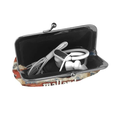 Pu Leather Buckle Coin Purse Mallard-Duck-America-Flag Girls Kiss-Lock Change Purse Wallets4