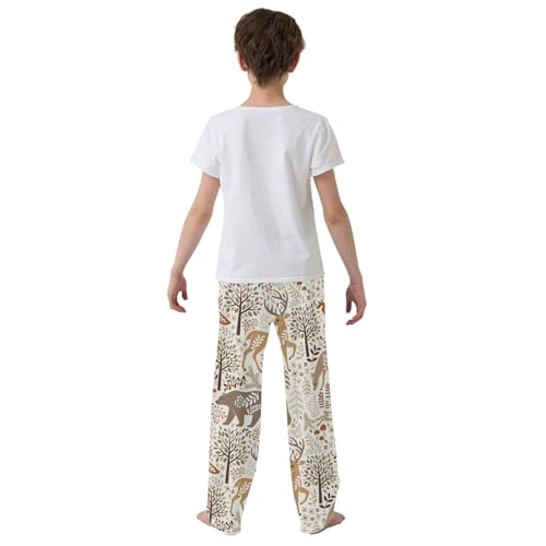 Boys' Pants Woodland Fox Deer Trees Leaves Long Bottoms Jogger Pants Elastic Waist Trousers with Pockets S-XL3