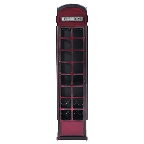 Jofran Glory Days Telly Vintage Telephone Booth Lounge Bar Cabinet with Wine Rack and Storage Cover