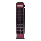Jofran Glory Days Vintage Telephone Booth Clock Tower Lounge Bar Cabinet with Wine Rack and Storage, Telly