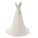 UMJIGF Wedding Bridmaid Bridal Gown Fashion V-Neck Lace Bridal Vintage Elegant Wedding Evening,White-22W