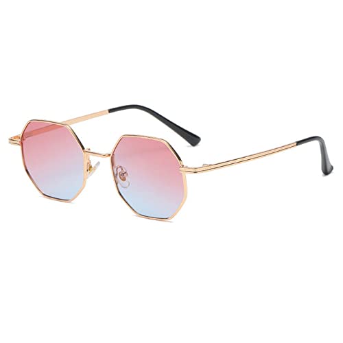 Lunettes de soleil carrées femme rose bleu à petit cadre vintage rétro polygone chic