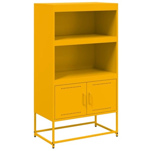 vidaXL Aparador de Acero Amarillo Mostaza 68,5x38,5x123,5 cm, aparador Alto, alacena, Armario Auxiliar, Armario, Armario de almacenaje, Armario Alto