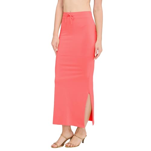 Image of DESI GIRL Cotton Lycra Stretchable Saree Shapewear Petticoat with Drawstring for Women | Fishcut Saree Petticoat with Side Slit for Easy Movement | Saree Shaper | Long inskirt