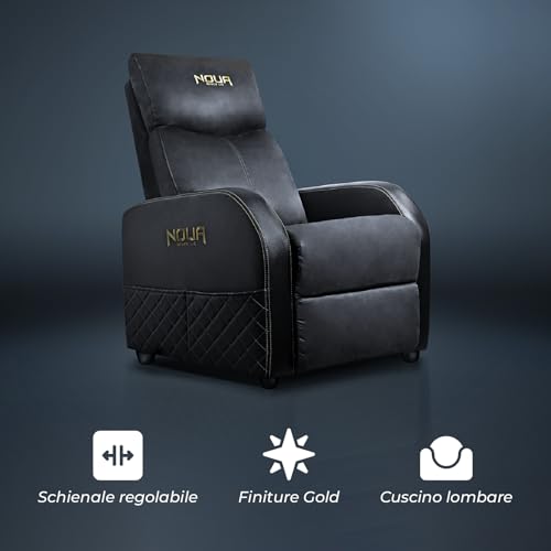 Ares Royal Gold Poltrona Gaming, Sedia da Gioco con Poggiapiedi, Schienale Regolabile e Poggiatesta, Nero e Oro - Sedia gaming - Immagine 2