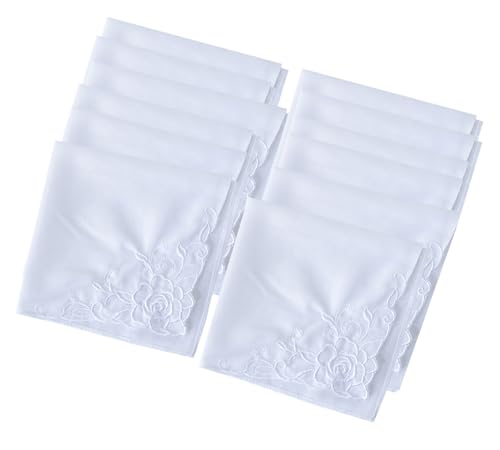 Image of Lace Cotton White Handkerchiefs Perfect Wedding Bulk