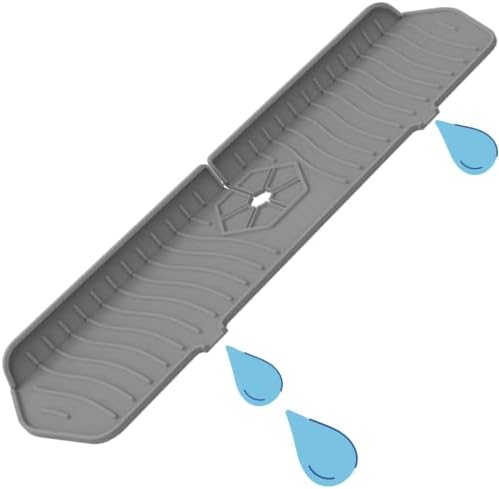 KLAZZ Silicone Splash Guard Mat for Kitchen Sink Faucet, Sink Quick Draining Pad Behind Faucet, Drying Mat for Kitchen & Bathroom Countertop Protect, Handle Drip Catcher Tray, Drainage, Kitchens