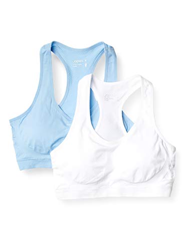 Jockey Women's 2 Pack Removable Cup Seamless Bra, Blue Sky/White, Medium