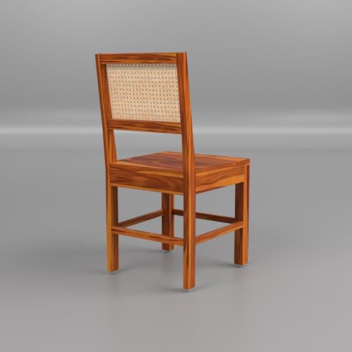 Image of Solid Sheesham Wood 4 Seater Dining Table Set with Chairs for Dining Room | Living Room | Home & Office | Hotels Restaurant & Cafe (4 Seater, Honey Finish)