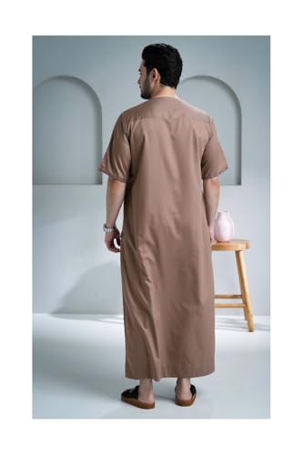 Nubel Brown Half Sleeve Thobe Jubba2