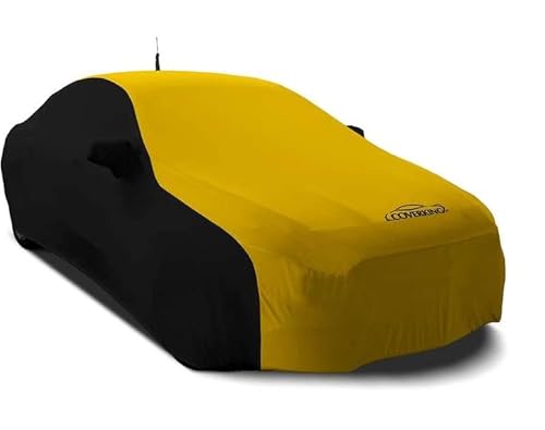 Coverking Custom Fit Exterior Car Cover Designed for Select McLaren 570S Model Vehicles: Satin Stretch Fabric, Black Sides with Yellow Center -  CVC3SS299ML1006