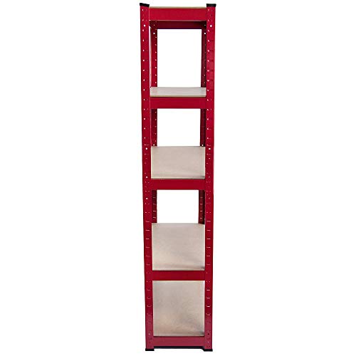 Home Vida 5 Tier Red Heavy Duty Adjustable Steel Garage Shelving Unit (H) 1500mm (W) 700mm - 875kg Weight Capacity - Image 6