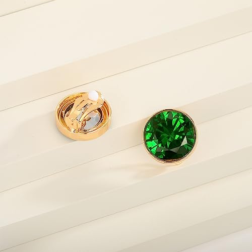 Innerdiva EH21342B Emerald Green Earrings Round Clip thumb #4