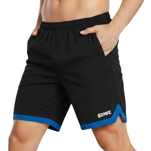 Image of GYMIFIC Mens Sports Shorts | Quick Dry Gym Running Shorts with Zipper Pockets | Lightweight Stretch Workout Athletic Shorts Pant for Men