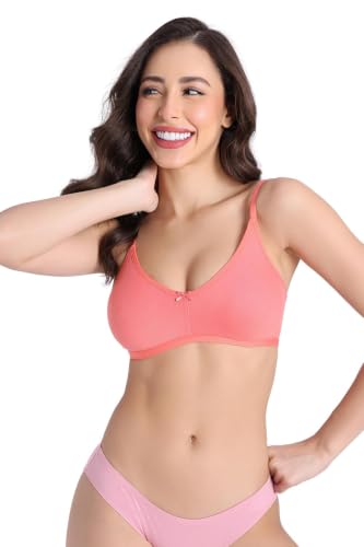 Image of Zivame Everyday Double Layered Non Wired 3 /4th Coverage T-Shirt Bra - Georgia Peach