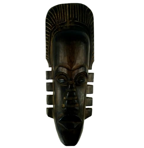 Guru-Shop Petit Masque Abstrait, Décoration Murale, Décoration Murale Ethno en Bois de Balsa - Modèle 19, Marron, 50x17x6 cm, Décoration Murale des Masques