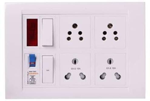 Heavy Duty Wall Mount Switch Board with MCB, 4 Socket Extension Board, PVC Body, White, 4m Cord, 15A, ISI Certified-image-40
