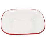 Alipis Emaille-Backform mit rotem Rand, rechteckiger Bräter für Kuchen...