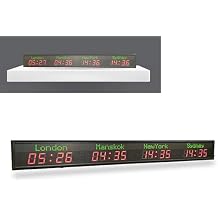 4 City World Clock, Led Commercial Wall Mounted Digital World Time Zone Clock, 2 Modes, 5-Level Brightness Adjustment, Calibrated Automatically, for Hotels, Multinational Enterprises