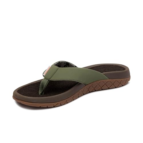 Image of Grundens Men's FishFinder Sandals - Quick-Drying, Comfortable, and Versatile Mens Flip Flops with Enhanced Traction & Full Arch Support for Fishing and Outdoor Wear, Deep Lichen Green, 8