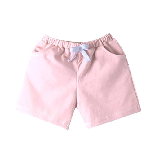 Boy Girl Running Athletic Short Elastic Waist Candy Color Lightweight Shorts Kids Comfortable Summer (Pink, 8-9 Years)