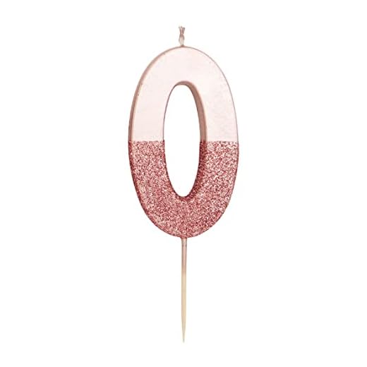 Talking Tables Vela de cumpleaños número 0 con brillo de oro rosa, Decoración para tartas de primera calidad, Bonito, Brillante para niños, Adultos, Fiesta, Aniversario, Hito