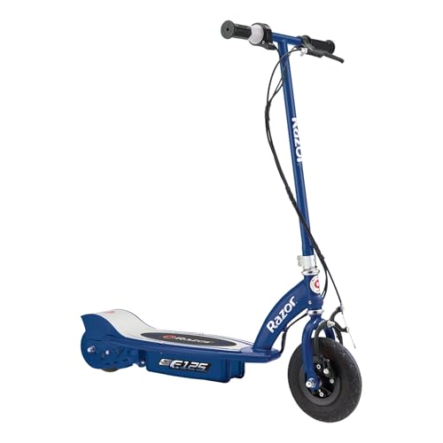 Razor E125 Kids Ride-on 24V Motorized Battery Power Operated Electric Scooter with up to 10 MPH Speed and Pneumatic Wheels for Ages 8 Above, Blue
