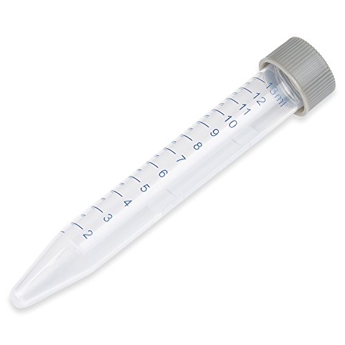 15ml Centrifuge Tube, PP Material, Printed Graduation, Grey Cap, Sterile, Karter Scientific 235X2 (Pack 50)
