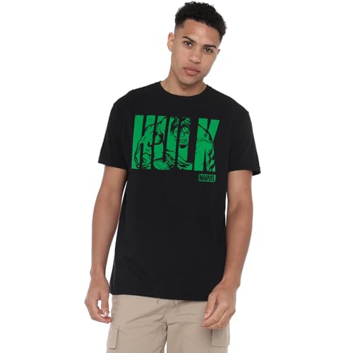 Marvel T-Shirt Hulk Text pour Homme, Noir, XXL UK