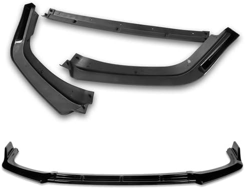 3 Pieces Type-R Style Front Bumper Lip Chin Spoiler Splitter Side Body Kit Trim Protection Compatible with 2017-2021 Honda Civic Si Model, 2018 2019 2020 (Painted Black)