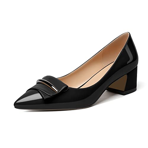 Elashe Chaussure Femme Talon Bloc Escarpins Femme Petit Talon Confortable Noir EU42 Cover