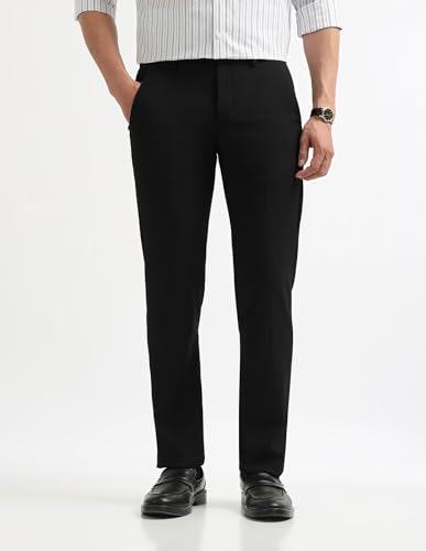 Image of Arrow Men Black Formal Trouser ARAEOTR2142