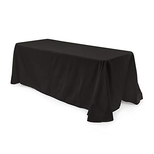 Vispronet Rectangle Tablecloth – 88inch x 154inch – Black Rectangular Table Cloth for 8 Foot Table – Flame-Retardant, Seamless, Double-Fold Hemmed Edges, Wrinkle-Resistant and Machine Washable