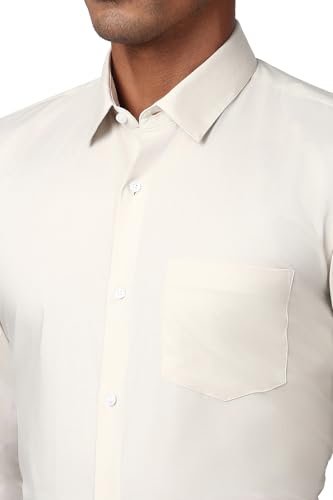 Image of Peter England Men Polycotton Slim Fit Full Sleeve Stretchable Solid Formal Shirt | Lycra Comfort